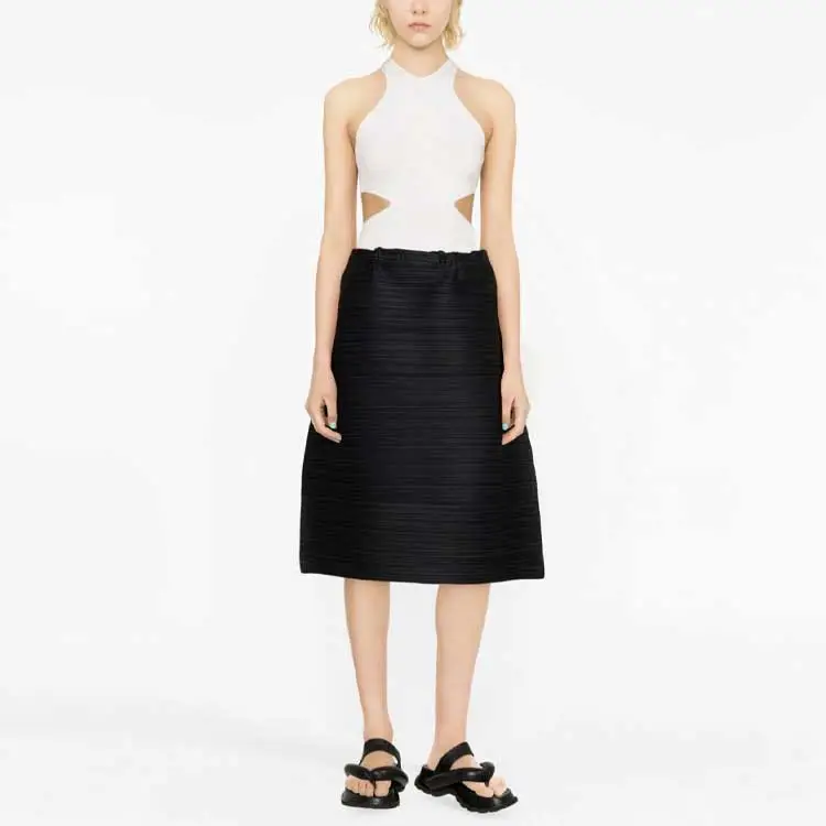 PLEATS PLEASE ISSEY MIYAKE SS23 Casual Long Skirt Women's Black-1