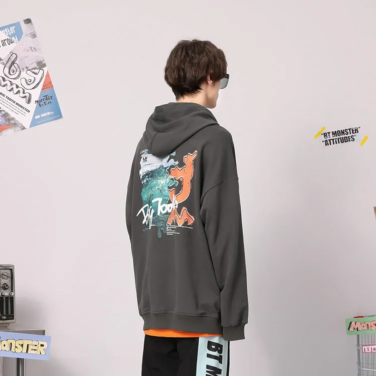 Bt Hooded Loose Fit Regular Sweatshirt Unisex Dark Gray-3