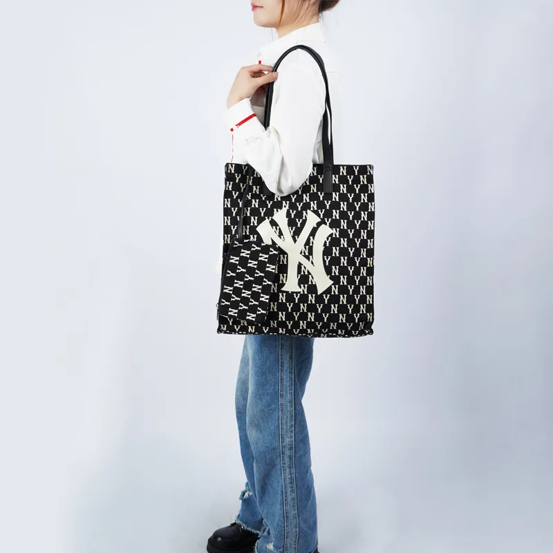 MLB Monogram Collection Polyester Combo Bag Tote Bag Shopping Bag Shoulder Bags Handbags Regular Women's Black-6