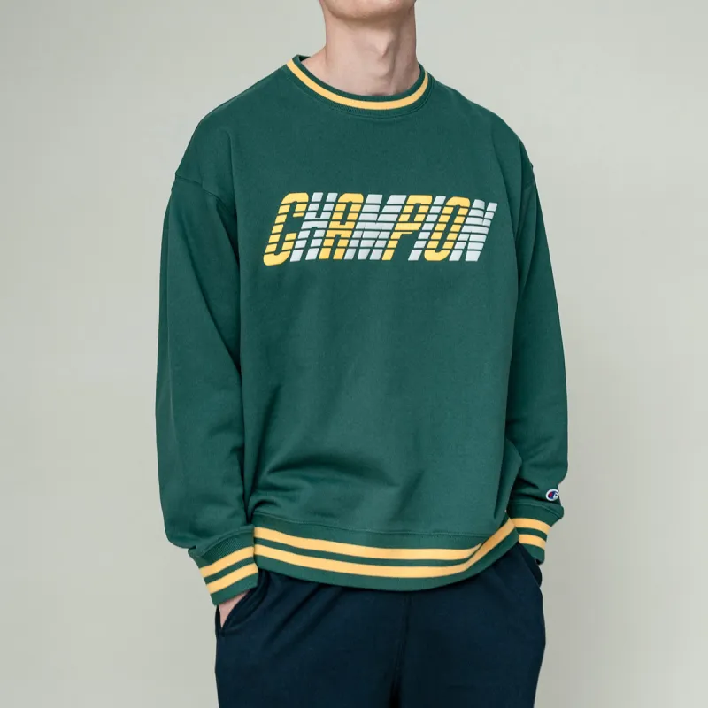 Champion Crew Neck Loose Fit Regular Sweatshirt Japan Version Unisex Dark Green-2