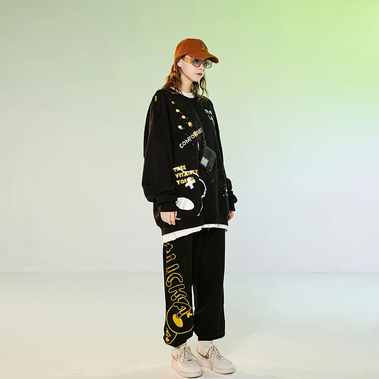 LAMLICKA Knitted Sweatpants Unisex Black-2