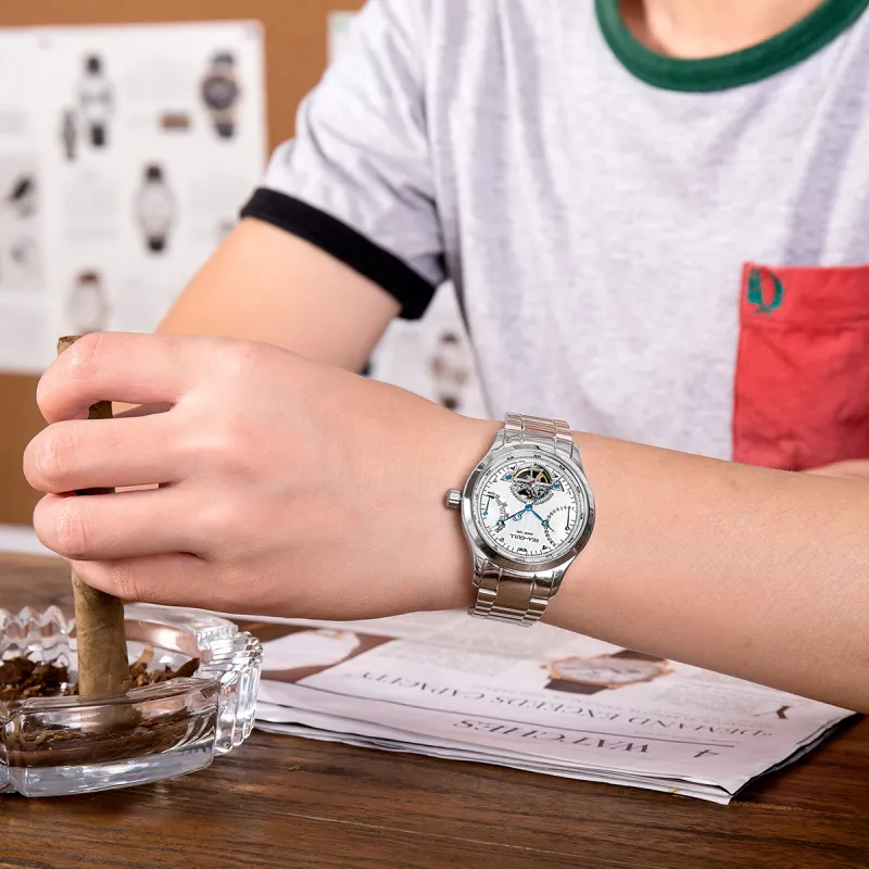 Sea Gull Masterpiece Collection Automatic Mechanical Movement Steel Strap Watch Men's Watches White Dial-1