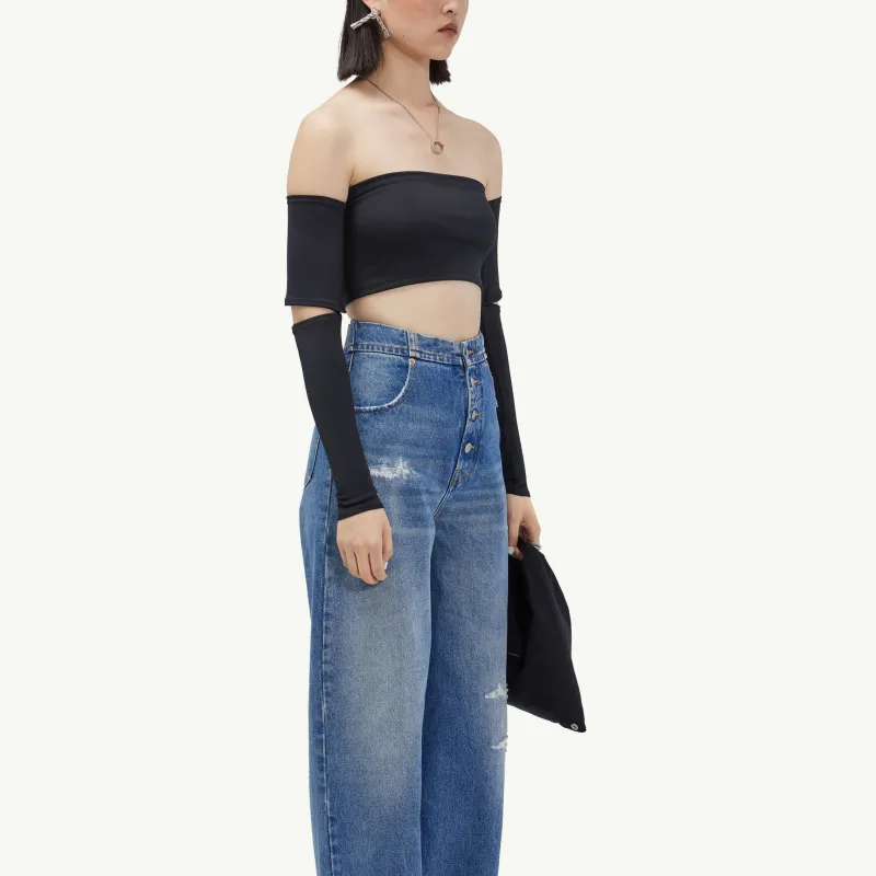 MM6 Maison Margiela Strapless Tops Women's Black-3