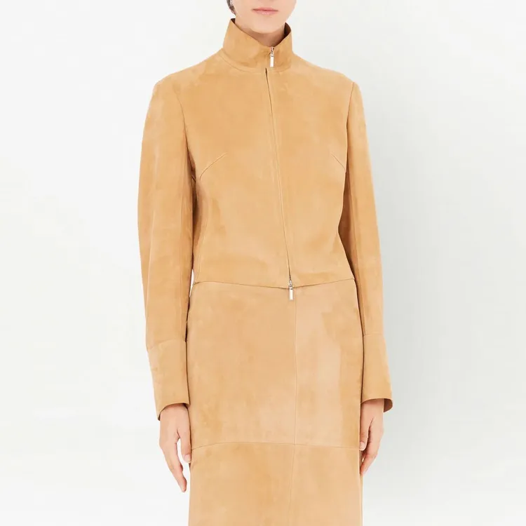 Ferragamo Leather Jackets Women's Beige-3