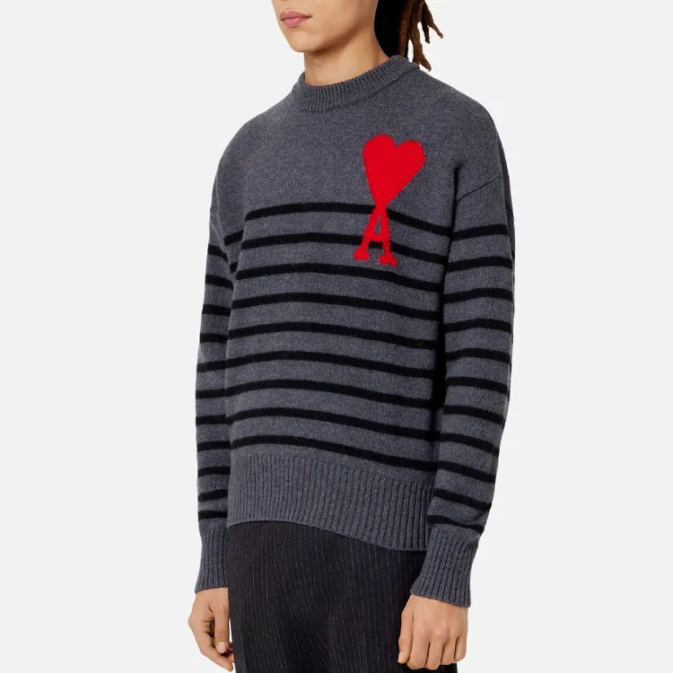Ami Paris Adc Striped Crewneck Sweater-1