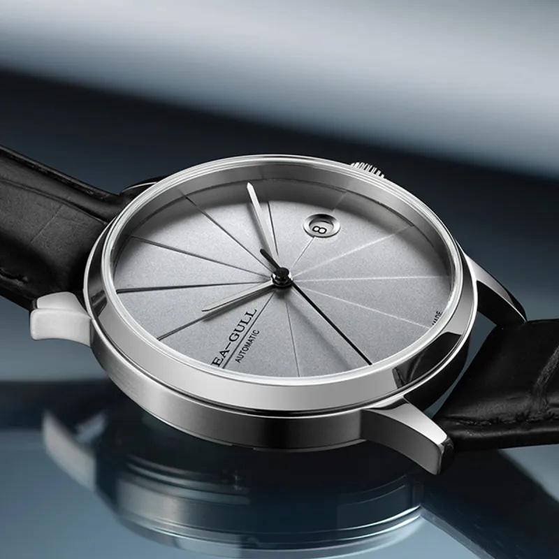 Sea Gull Artist Automatic Mechanical Movement Genuine Leather Strap Watch Men's Watches Gray Dial-6