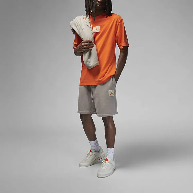 Jordan Drop Shoulder Sleeve T-Shirt Men's Orange-4