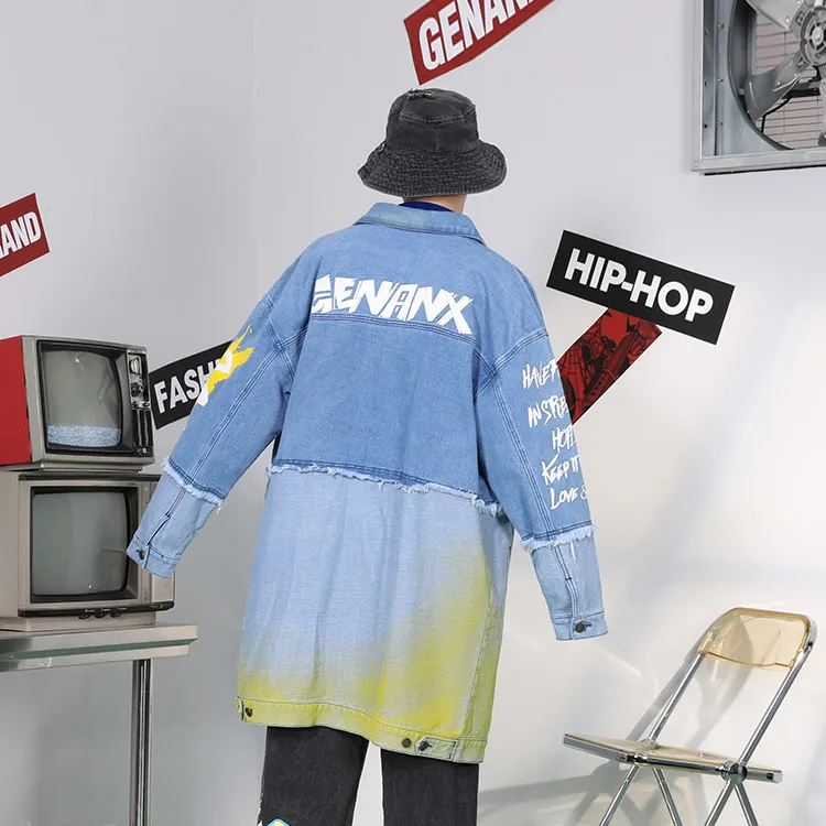 GENANX Trench Coat Unisex Denim Blue-3