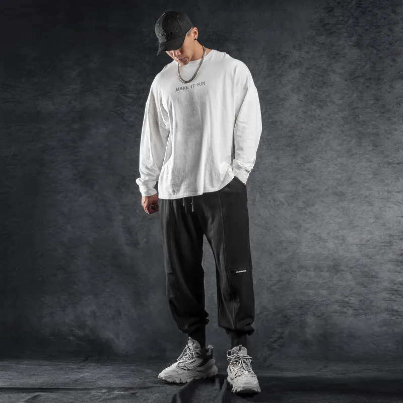 LUJIAMEN Jogger Thickened Sports Pants Men's Black-5