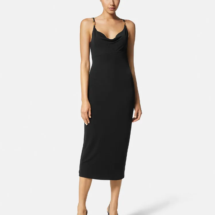 VERSACE Medusa Cowl Neck Midi Dress-2