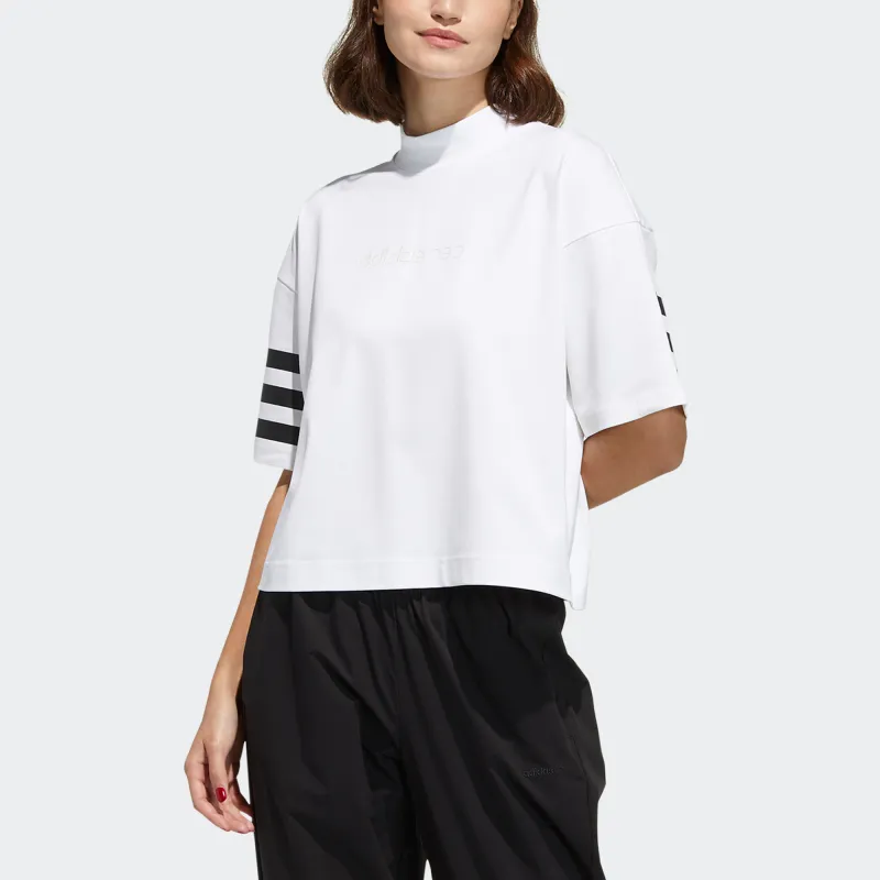 Adidas Neo Drop Shoulder Sleeve T Shirt Women's White-2