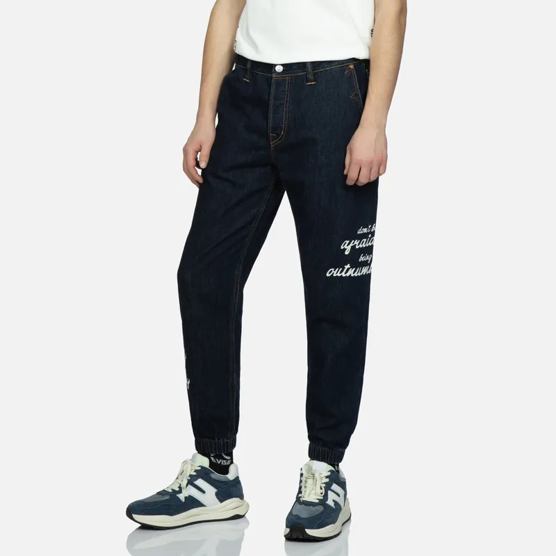 EVISU Knitted Sweatpants Men's Denim Blue-2