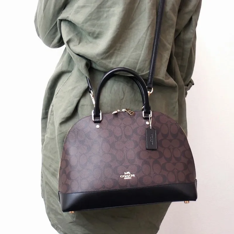 COACH Sierra Leather PVC Crossbody Bag Regular Women's Dark Brown Monogram-6