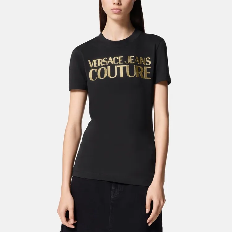 VERSACE JEANS COUTURE Glittery-logo Cotton T-shirt-1