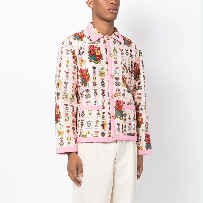 BODE Tobacco Signet Quilted Silk Jacket-3