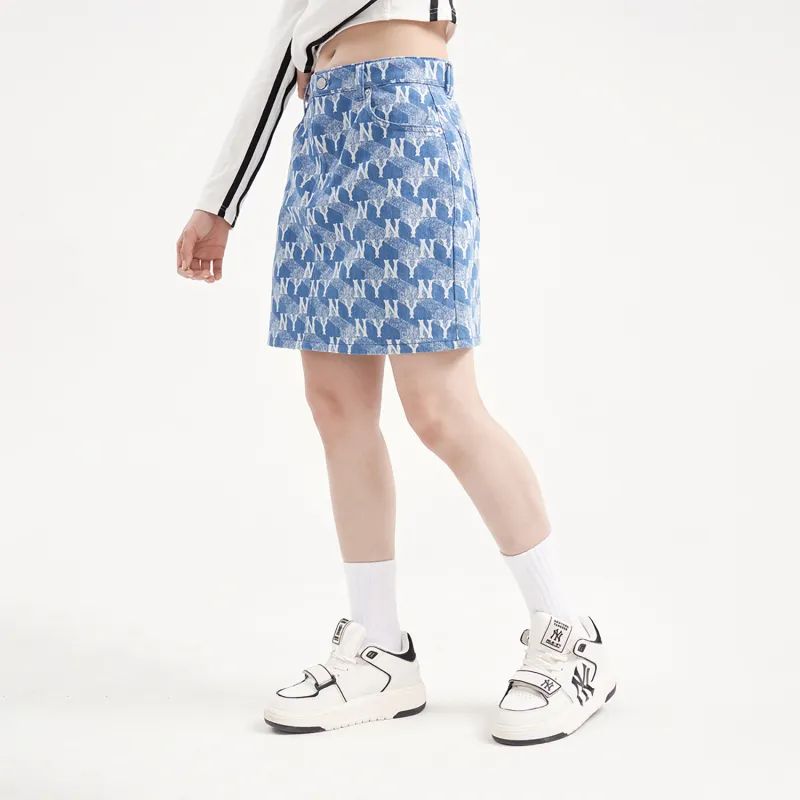 MLB New York Yankees Casual Short Skirts Women's Sky Blue-2
