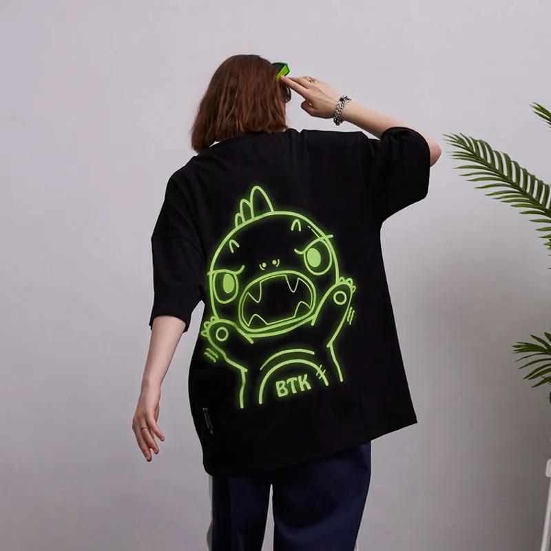 BTK Crew Neck Loose Fit Straight Short-Sleeved T-Shirt Unisex Neon Green-2
