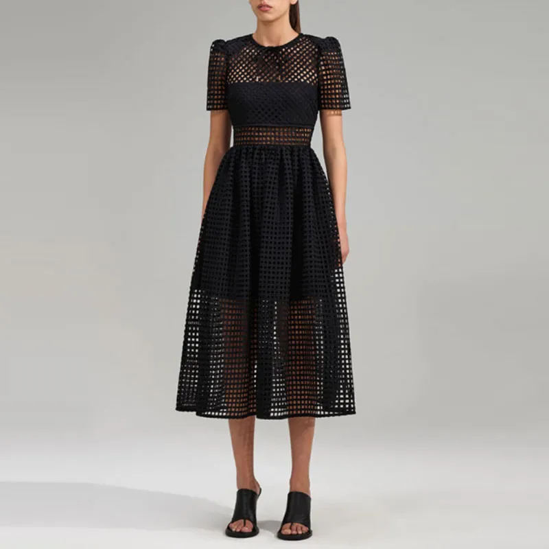 Self portrait Short Sleeved Dresses Women's Classic Black-1