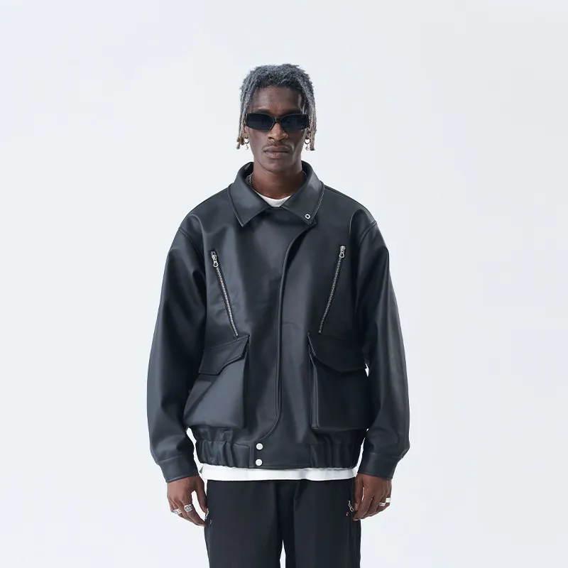 HARSH AND CRUEL Leather Jackets Unisex Black-2