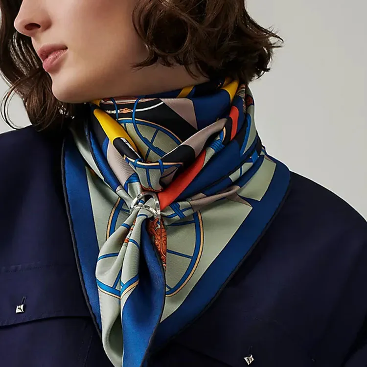 HERMES Silk Scarves Women's Blue-1