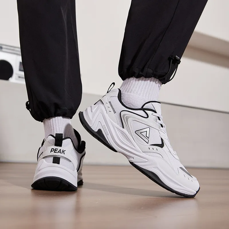 PEAK State Pole Source Back Casual Shoes Men Low Top All White/Black-7