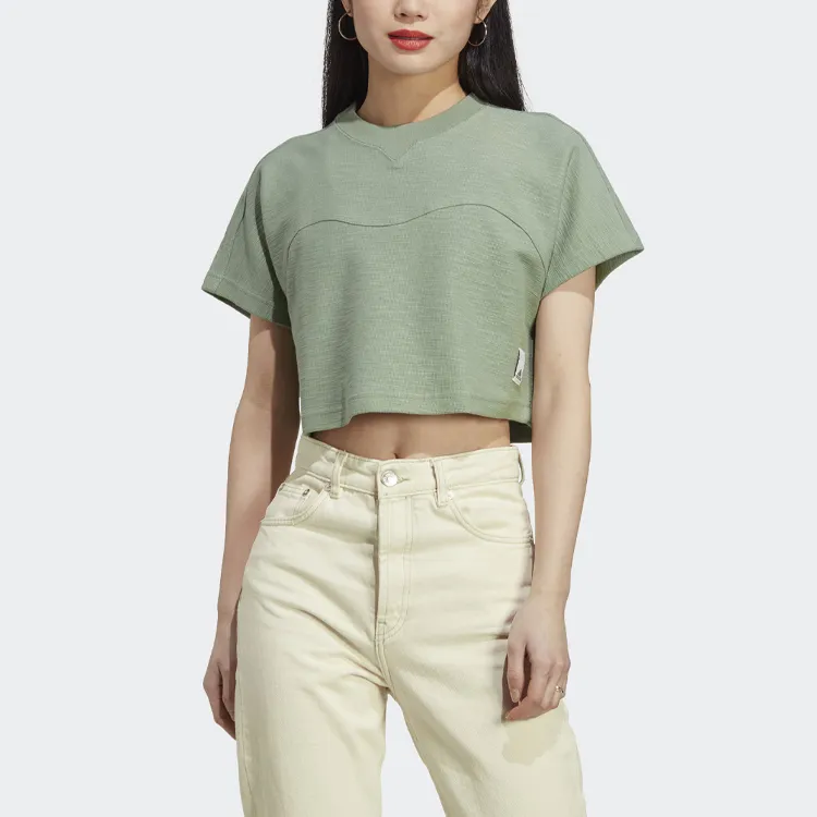 Adidas Lounge Crop Tops Women's Green-1