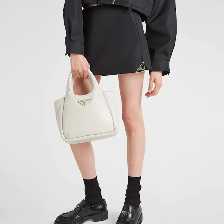 PRADA Re Nylon Triangle logo Miniskirt-3