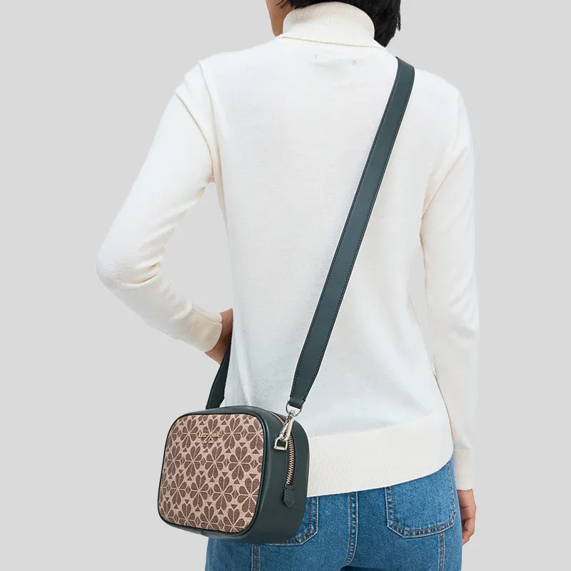 Kate Spade Flower Artificial Leather Camera Bag, Crossbody Bag, Shoulder Bag Women's Black & Brown-4