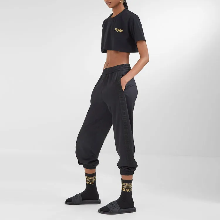 FENDI Knitted Sweatpants Women's Black-2