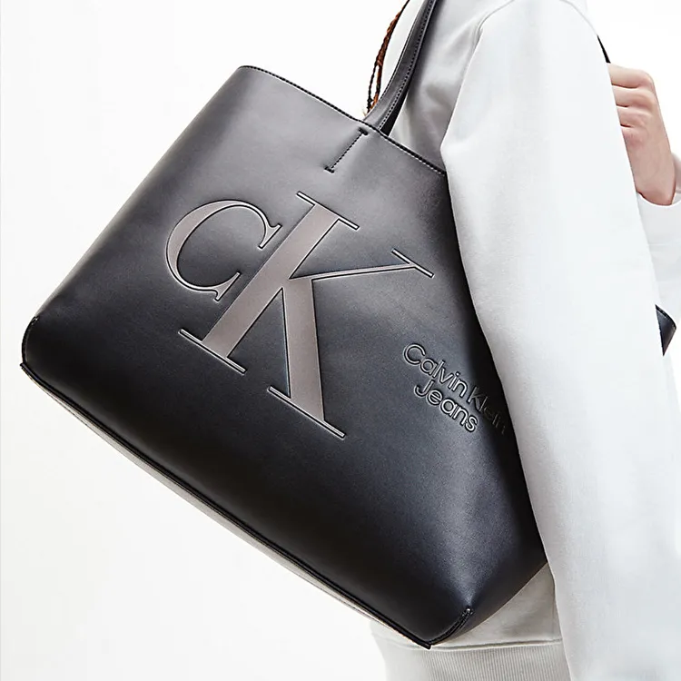 CK/Calvin Klein Polyurethane Tote Bag Shopping Bag Handbag Regular Women's Black-5