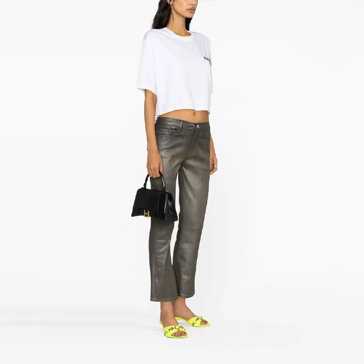 BALMAIN Logo Printed Cropped T Shirt-3