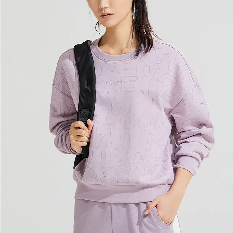 Anta Comprehensive Training Collection Sports Lifestyle Collection Sweatshirt Women's Pearlescent Purple-2