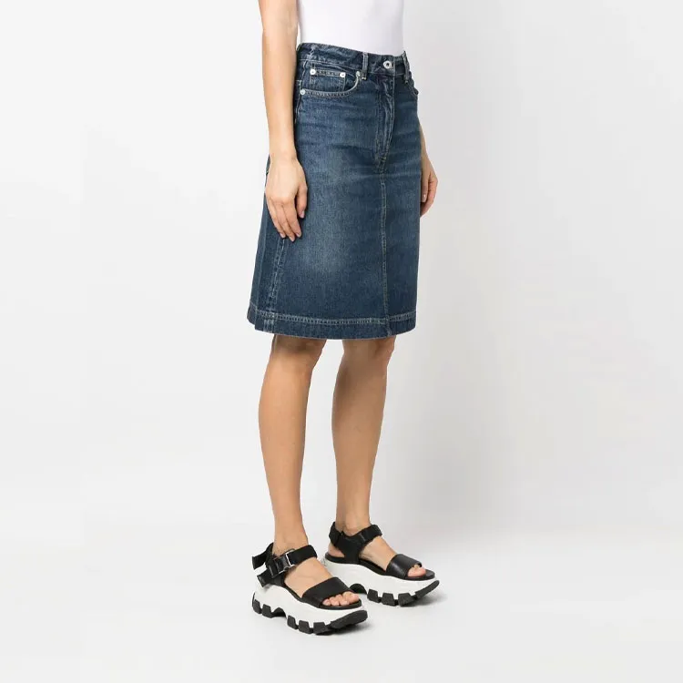 KENZO Logo Patch Midi Denim Skirt-3