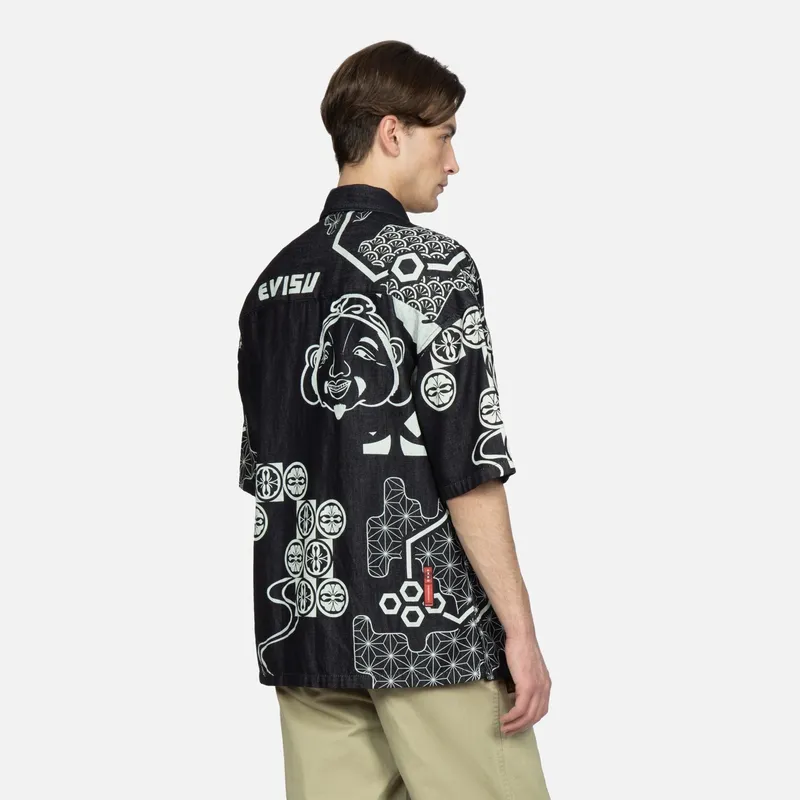 EVISU Shirts Men Navy Blue All Over-3