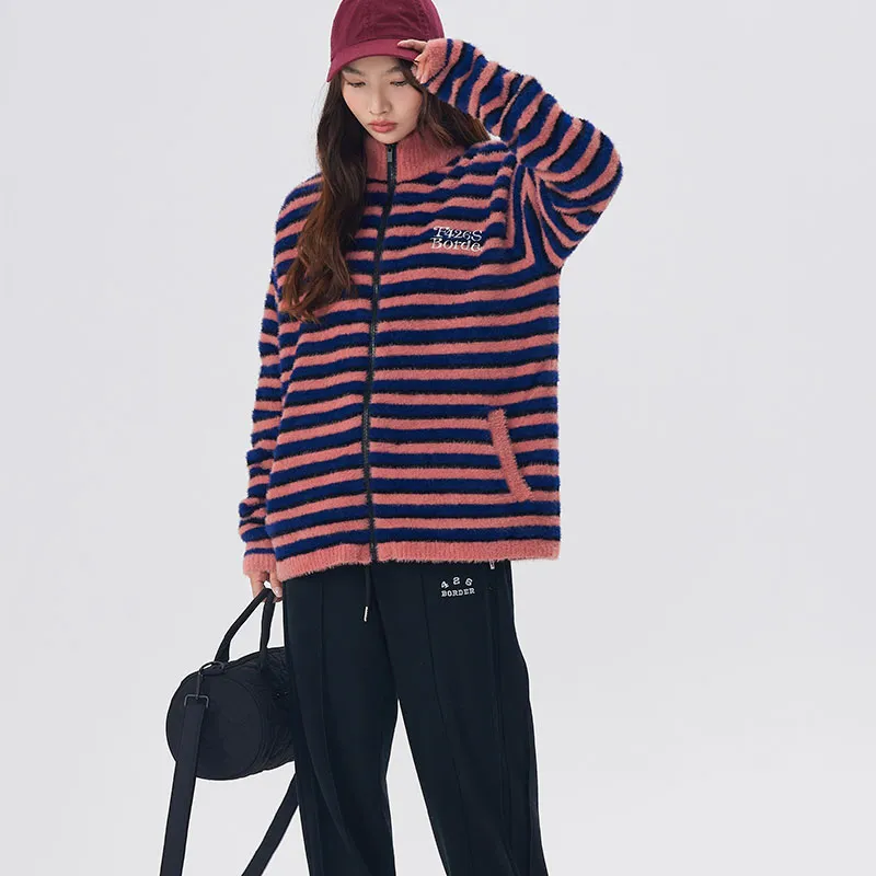 F426 Knitwear Unisex Blue Pink Stripes-3