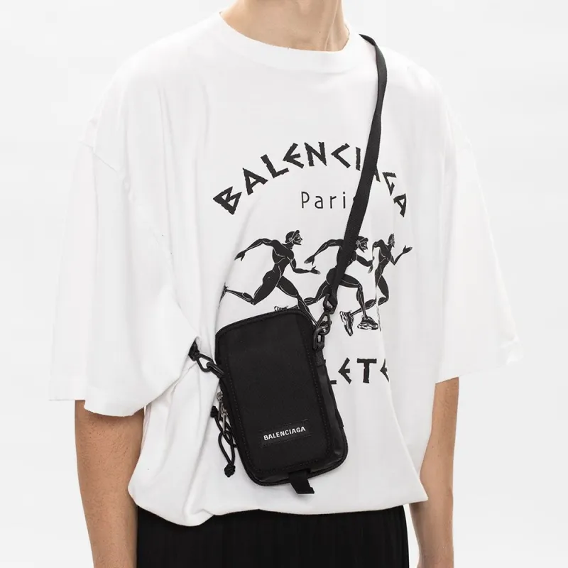 Balenciaga Nylon Fabric Shoulder Bag, Crossbody Bag, Cell Phone Pouch Men's Black-4