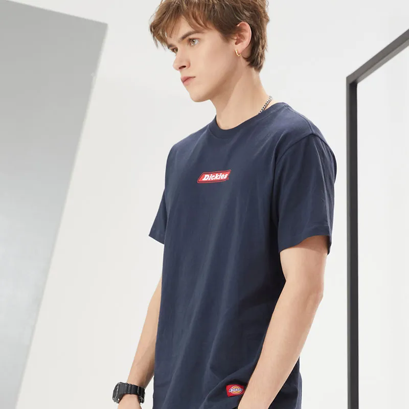 Dickies Crew Neck Fitted Straight Short Sleeved T Shirt Unisex Dark Marine Blue-5