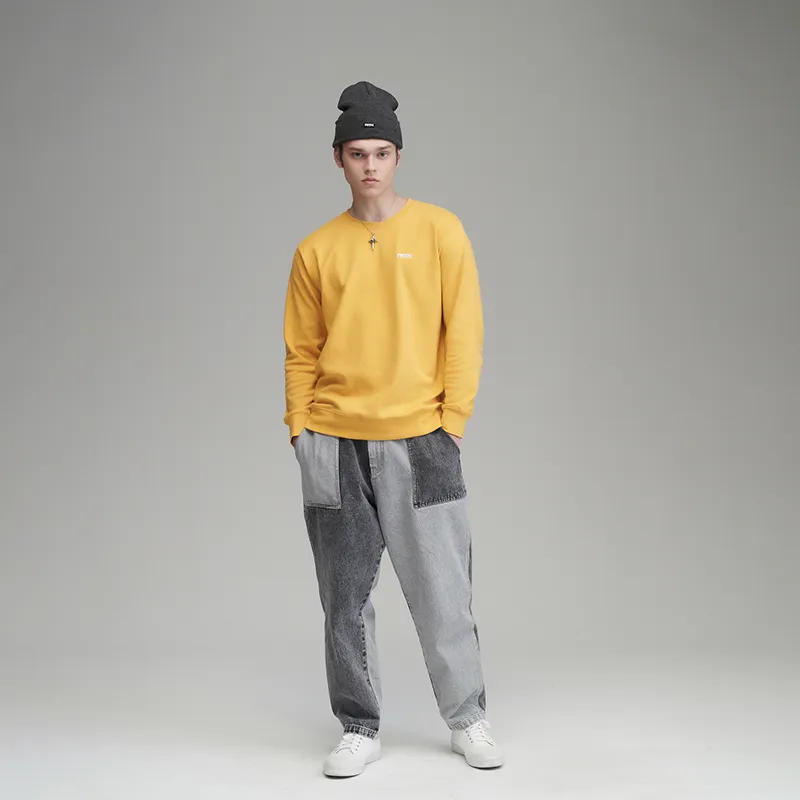 Prth Promethean Crew Neck Loose Fit Sweatshirt Unisex Yellow-2