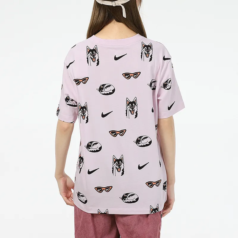 Nike Drop Shoulder Sleeve T Shirt Women's Pink-3