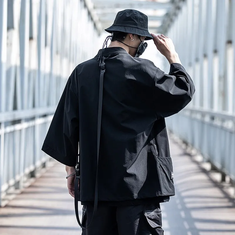 AOGZ 3/4 Sleeved Shirt Unisex Black-4