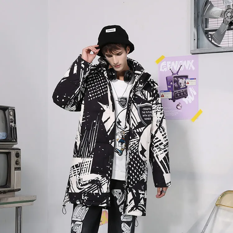 GENANX Cartoon Detachable Hood Loose Fit Puffer Jacket Unisex-3
