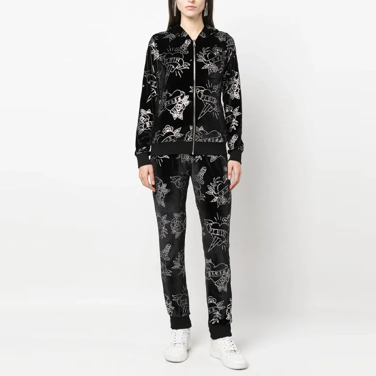PHILIPP PLEIN Heart Velvet Tracksuit Set-2
