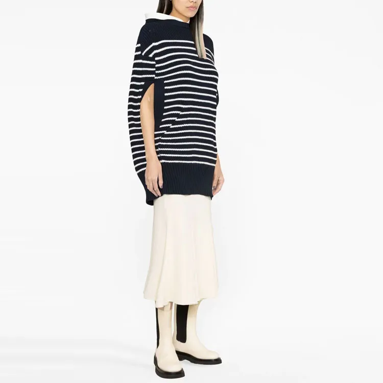 Sacai Striped Short Sleeved Knitted Hoodie-3