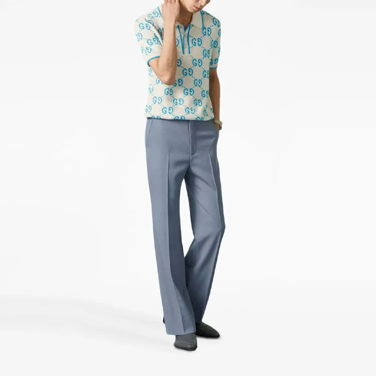 GUCCI SS23 Polo Shirt Men's Blue White-4
