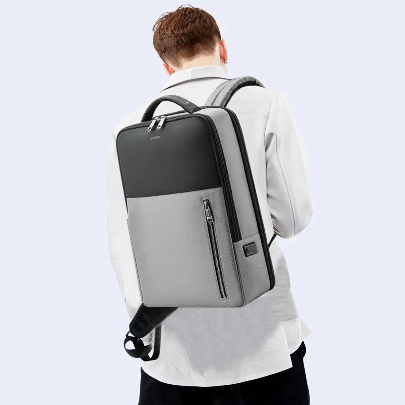 BOPAI Microfiber Synthetic Leather Laptop Bags Backpacks Backpack Regular Men's Black-4
