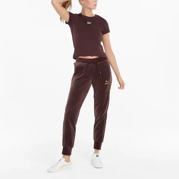 PUMA T7 Knitted Sweatpants Women's Dark Brown-2