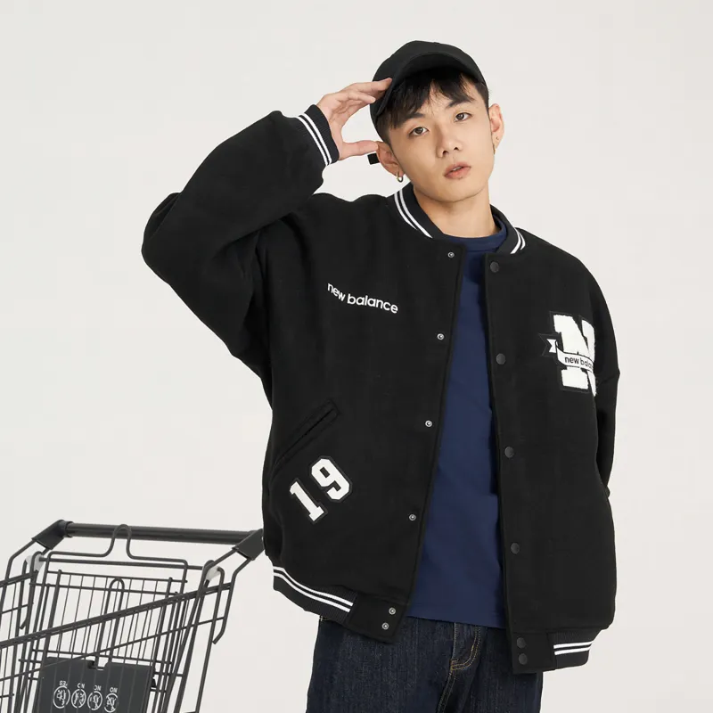 New Balance Baseball Jacket Spring And Autumn Unisex Black-4
