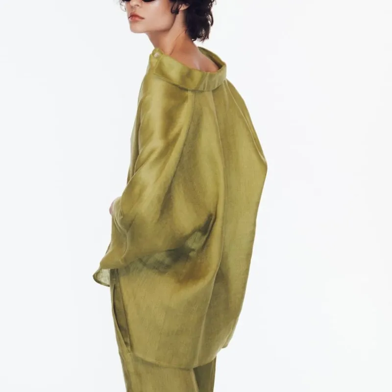 ZARA Shirts Women's Olive Green-4