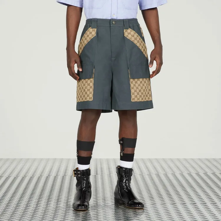 GUCCI Cotton Canvas Bermuda Gg Insert Shorts-1
