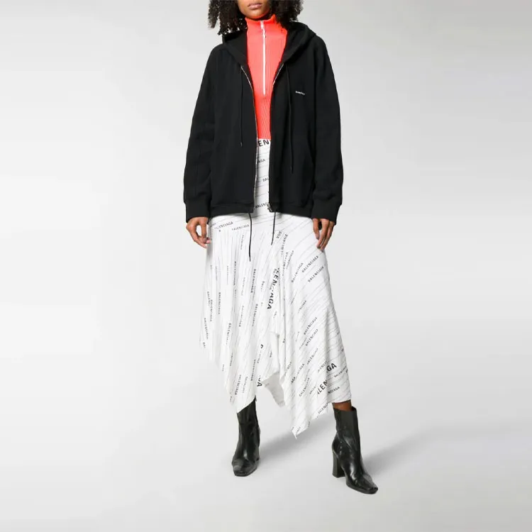 Balenciaga Ruffle Logo Midi Skirt 'White'-2